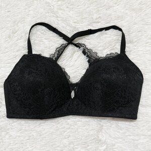 Women Auden Lightly Lined Demi Long Lined Bra Lace in Black Size Large
